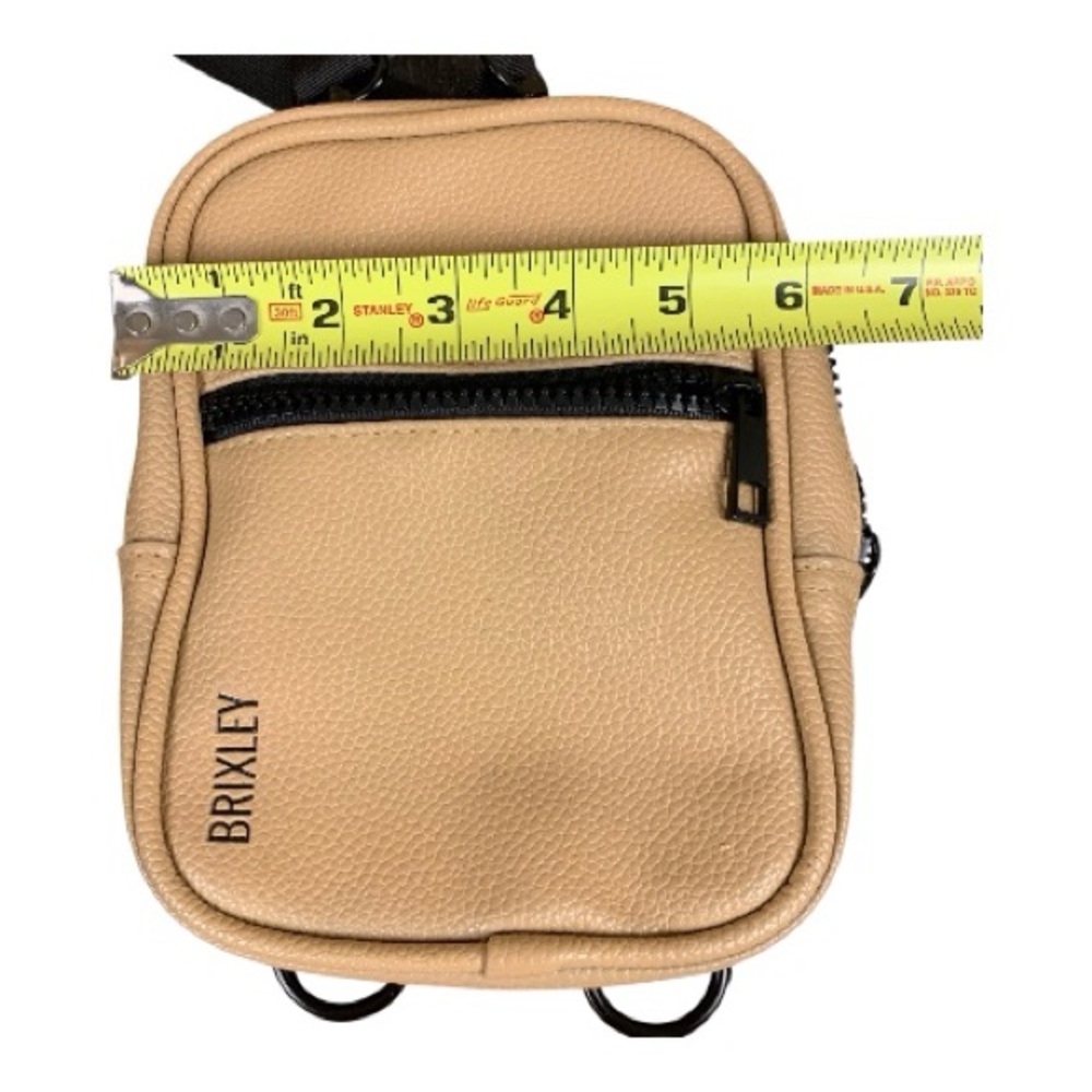 Tan Crossbody Bag Unisex Faux Leather Dune Multi Position Sling Purse Adj Strap - Picture 7 of 10